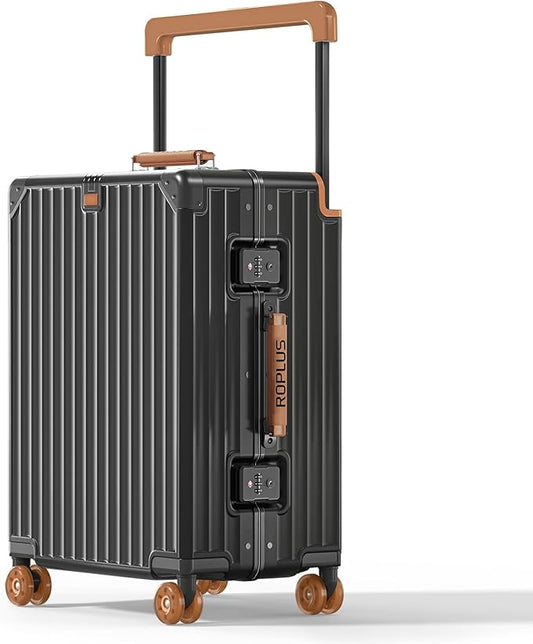 Aluminium Frame Carry on Luggage with Smooth Jelly Wheels, Hardside Zipperless Rolling Suitcase with TSA Lock (Grey, 21-Inch)