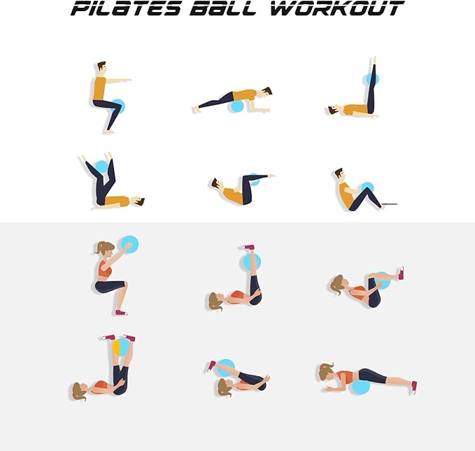 Cikyner Soft Pilates Ball, Small Exercise Ball 9 Inch Mini Gym Ball with Inflatable Straw, Suitable for Pilates, Yoga, Full Body Training, Physical Therapy and Balance improving at Home