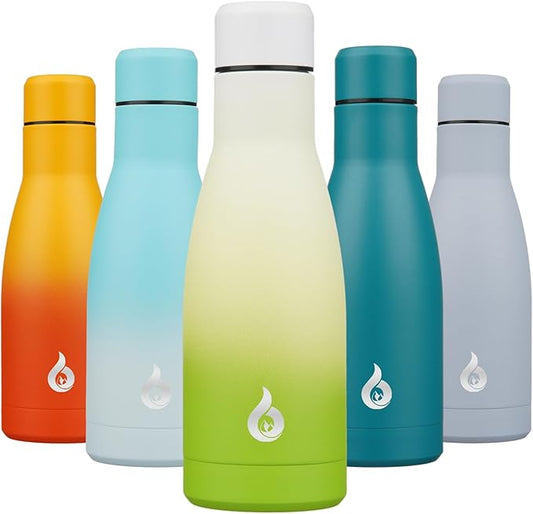 BJPKPK Insulated Water Bottle 12oz Small Stainless Steel Water Bottles Reusable Metal Thermal Keep Cold and Hot,Elegant Green