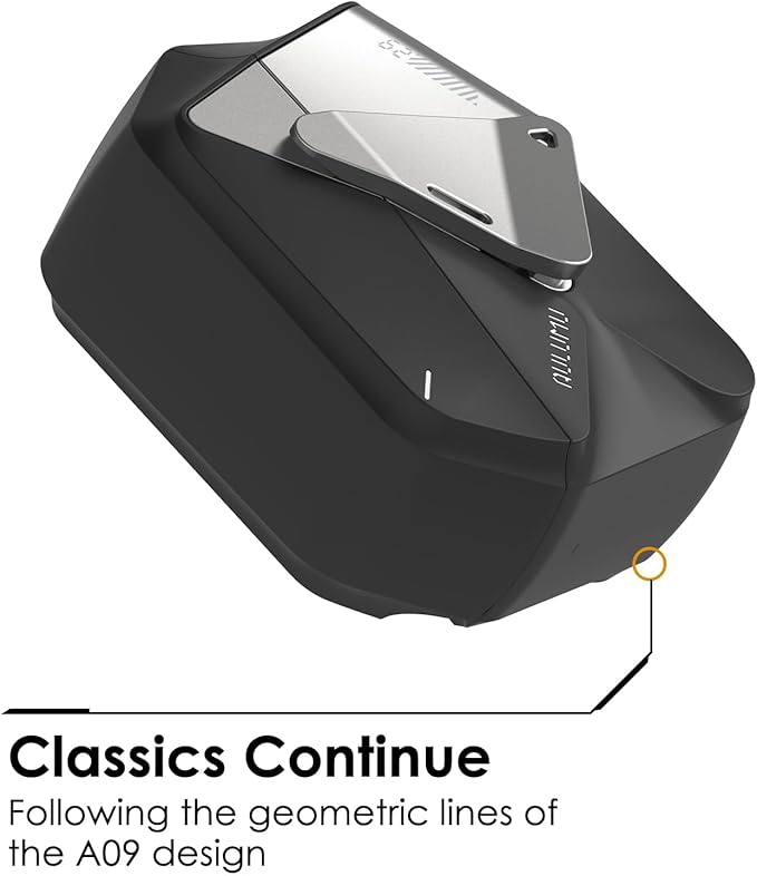 Aulumu A29 Geometric AirPods 4 Case with Lock | Protective Cover with Nylon Buckle | Alloy Armour | Compatible with Apple AirPods 4th (2024) - Black