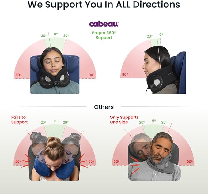 Cabeau Travel Essential Neck Pillow - Fits Most Neck Sizes (11-21 inches) - Evolution X Three Ways to Adjust for Ultimate Comfort on Long Flights (Diamond)