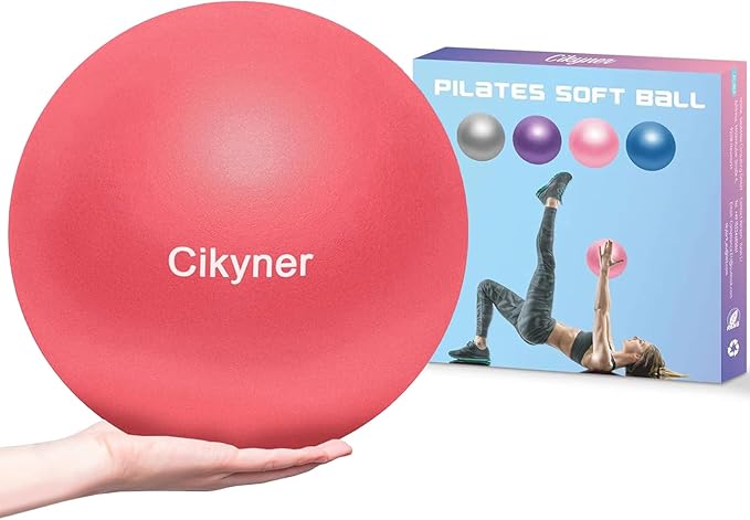Cikyner Soft Pilates Ball, Small Exercise Ball 9 Inch Mini Gym Ball with Inflatable Straw, Suitable for Pilates, Yoga, Full Body Training, Physical Therapy and Balance improving at Home, Gym & Office