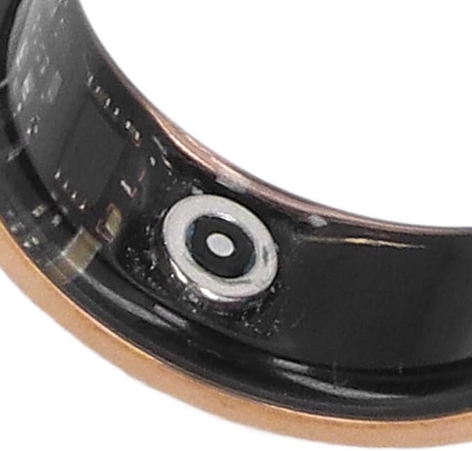 ASHATA Bluetooth Smart Ring Fitness, Health Ring to Monitor Fitness Pedometer Sleep Data, APP Control, Smart Ring for Men Women, Gold (9)