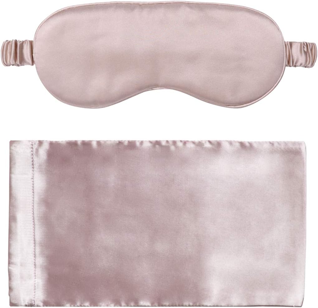 Silk Sleep Mask Light Blocking Luxury 100% Mulberry 19mm Silk Eye Mask Eye Cover Blindfold Ultra Soft Light & Comfy Anti Aging Skin Care with Travel Bag Gift Package