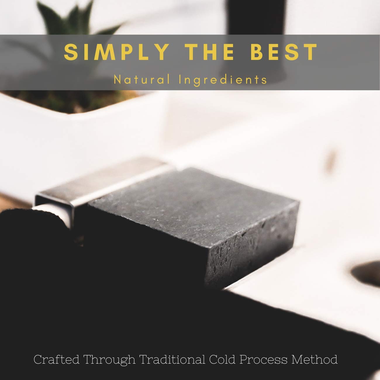 The Yellow Bird Natural Charcoal Soap Bar for Face, Body, Acne, and Sensitive Skin. Handmade with Organic Ingredients & Essential Oils