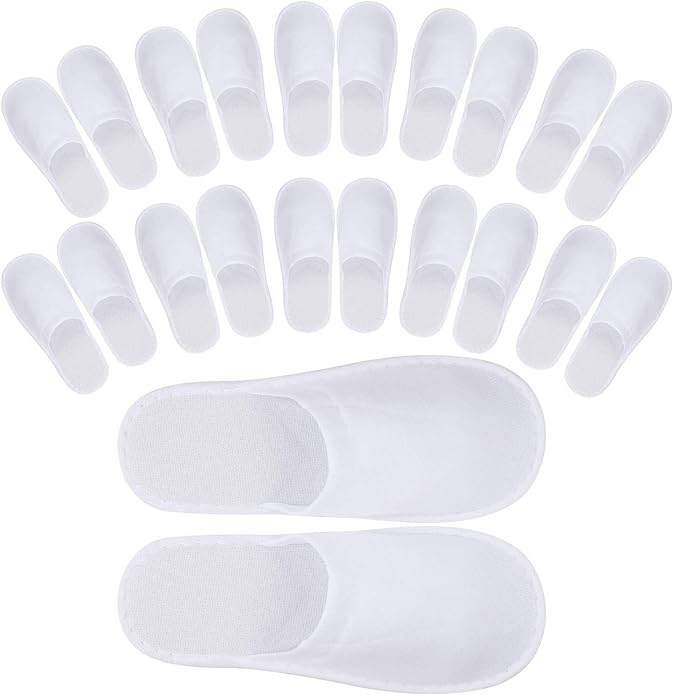 24 Pairs Spa Slippers Flip Flops Disposable Slippers for Hotel Guests Women Men Closed Toe Super Comfort White