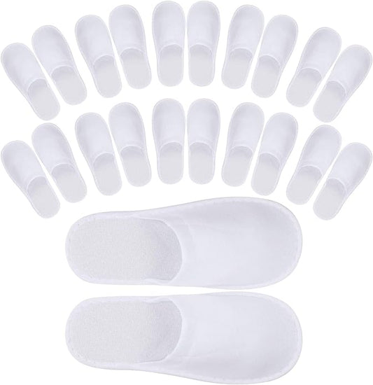 24 Pairs Spa Slippers Flip Flops Disposable Slippers for Hotel Guests Women Men Closed Toe Super Comfort White