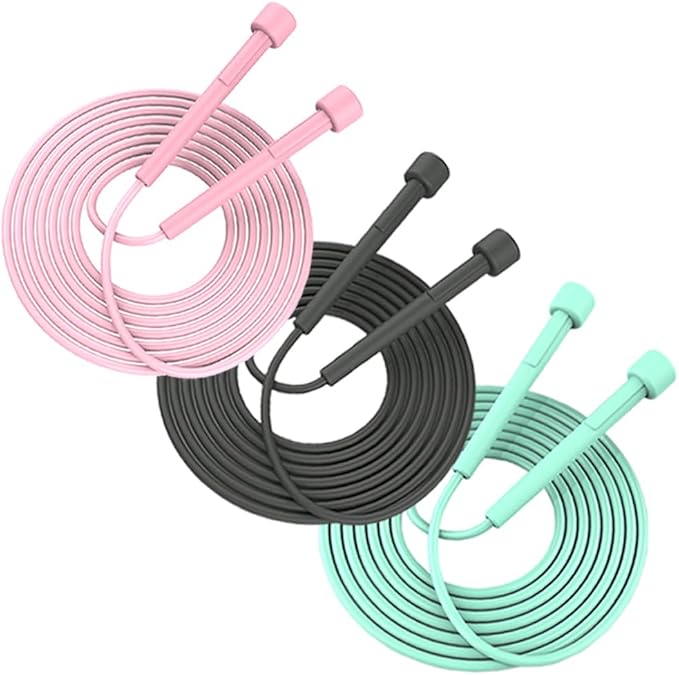3 Pack Lightweight Adjustable Kids Jump Rope Home Fitness, Tangle Free Skipping Rope, Speed Jumping Rope for Kids, Women Men Jumping Rope for Workout