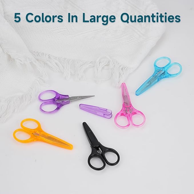 20 Pcs Craft Small Sewing Mini Scissors for Fabric Cutting, Yarn Travel Scissors Bulk with Protective Cover, Curved and Straight for Paper Cutting, Crafting, Embroidery, Quilting, Sewing
