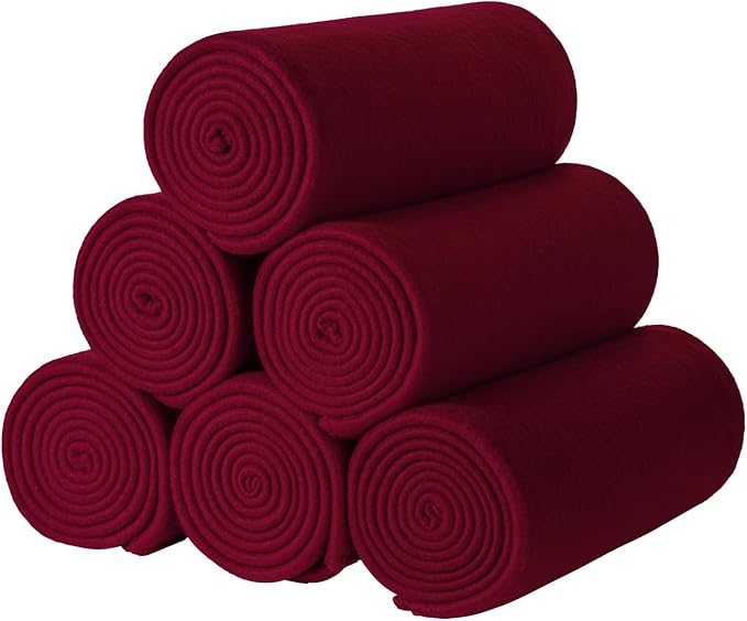CAI TENG Fleece Throw Blanket 6 Pack Blankets Bulk Soft Lightweight Kid Blanket Cozy Small Blanket 50 x 60 Solid Pet-Friendly Bed Sofa Couch Fleece Fabric Travel Wedding Outdoor Burgundy