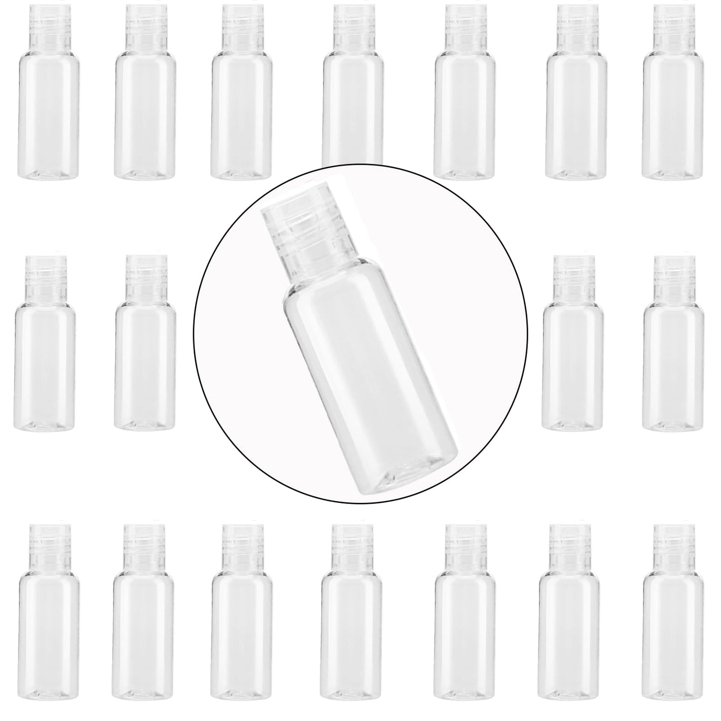 ZEONHAK 110 Pack 1oz Clear Mini Plastic Bottles, Plastic Travel Bottle with Flip Cap, Portable Refillable Empty Containers for Shampoo, Lotion, Liquid Body Soap, Cream
