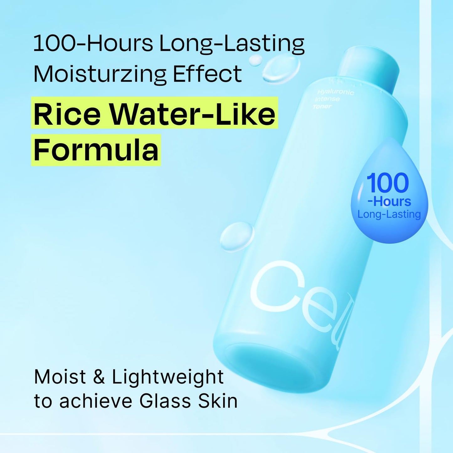 Celladix Hyaluronic Intense Toner – 95% Pure Hyaluronic Acid with Rice Extract & Niacinamide for 100 Hours of Hydration & Radiant Glass-Skin Glow – Korean Skincare, 10.14 Fl Oz