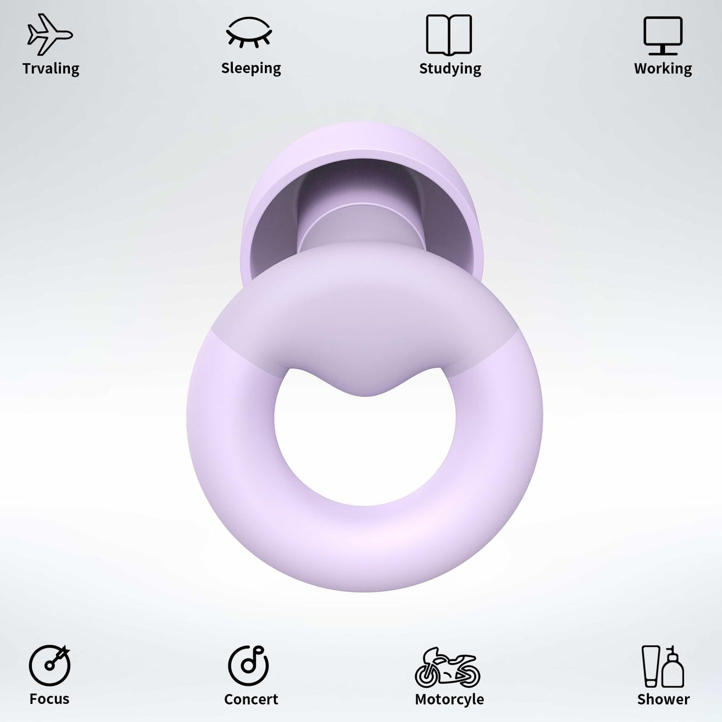 JUSTRVN Ear Plugs for Sleeping, 2 Pairs of Reusable Earplugs for Noise Reduction 25dB-30dB with 8 Ear Tips, Soft Hearing Protection Ear Plugs for Concert,Noise Sensitivity, Study & Work