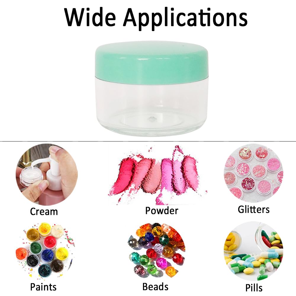 Wopanxye 20pcs 15 gram Empty Travel Sample Jar, 15g Mini Cosmetic Container Tins, 15ml Small Round Pot with GREEN Screw-up Lids, for Makeup Facial Cleaner Creams Lotions Mask Lip Gloss Moisturizers