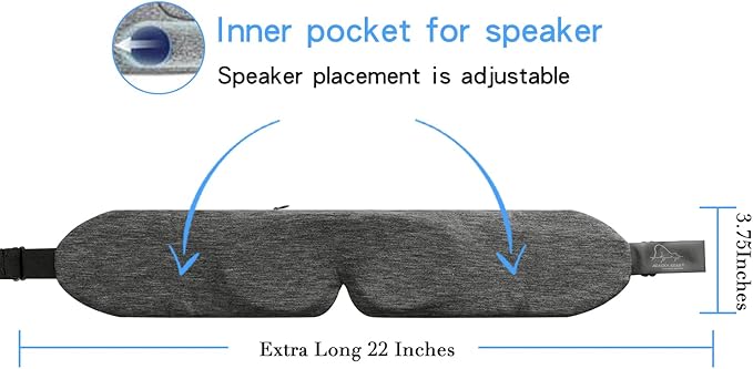 ALASKA BEAR Headphone Cotton Headband Bluetooth 5.2 HD Stereo Noise Reduction Eye Contour Built-in Cotton Sleep Mask with Thin Speakers Wireless Audio Sound Sports Headgear(Cool Gray)