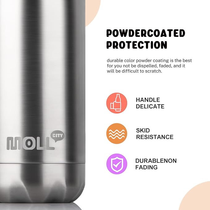 9 oz Water Bottle for Kids-Stainless Steel Vacuum Insulated Sports Flask Leak Proof Small Water Bottles for School (Silver)