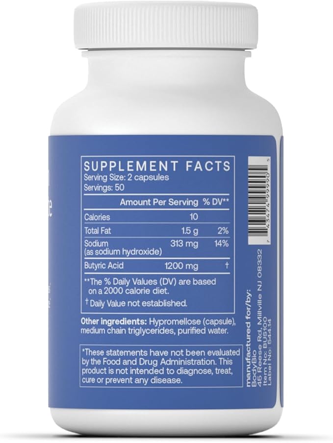 BodyBio Butyrate - Postbiotic for Gut Health, Digestive Support, Bloat, Gas & Constipation Relief, Leaky Gut Repair - Sodium + Butyric Acid Supplement for GI Wellness