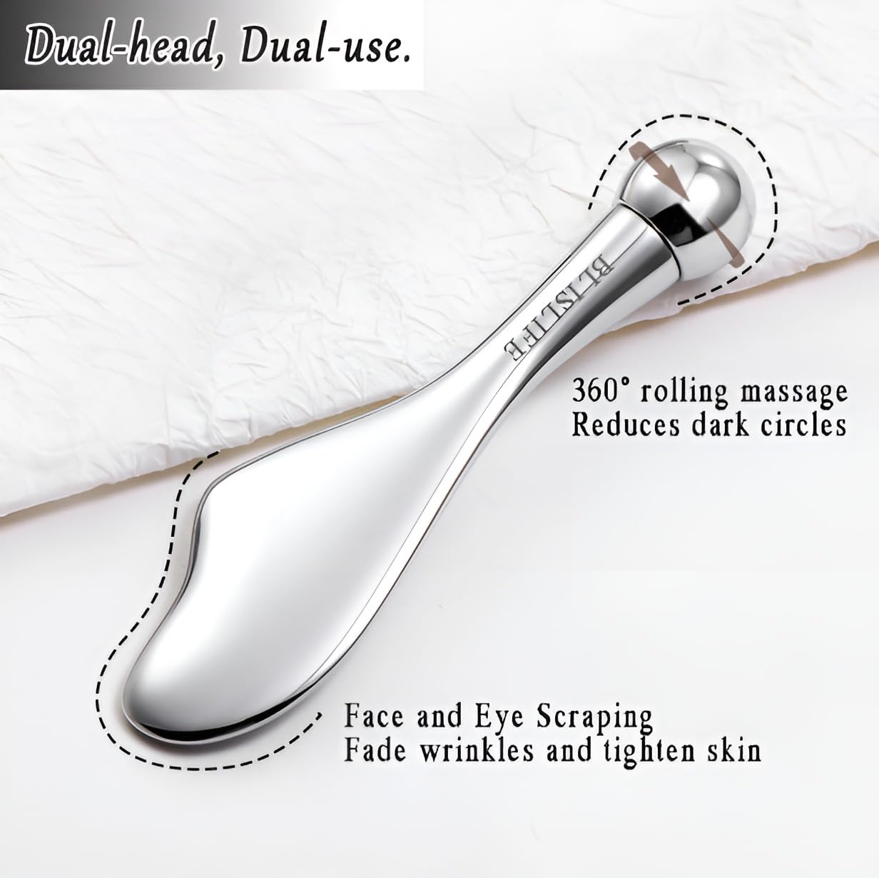 BLISLIFE Mini Eye Care Stick, Facial Roller to Eliminate Eye Puffiness, Lighten Wrinkles, Gua Sha Beauty Skin Care Tool, On-The-go Facial Care Massager for Women (Zinc Alloy)