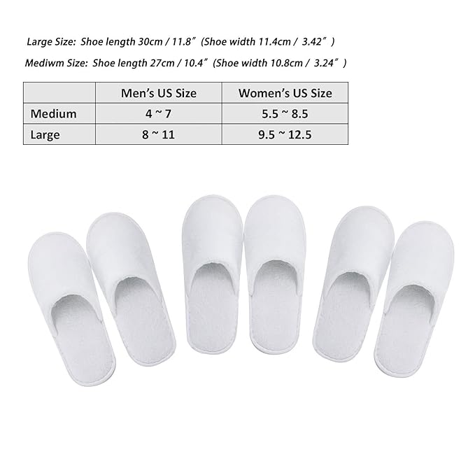 AhfuLife Spa Slippers 10 Pairs of Hotel Slippers 2 Sizes, Disposable Closed-Toe Slippers for Guest, House Slipper Non-slip Unisex for Wedding, Party, Travel, Bedroom