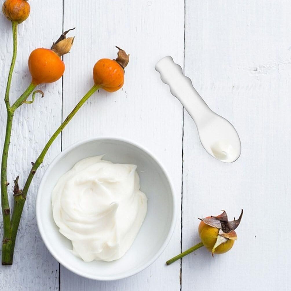 Healifty Stainless Steel Eye Cream Spoon Set - 2Pcs Reusable Skincare Spatula for Creams Lotions and Moisturizers Mini Metal Applicator for Face Care