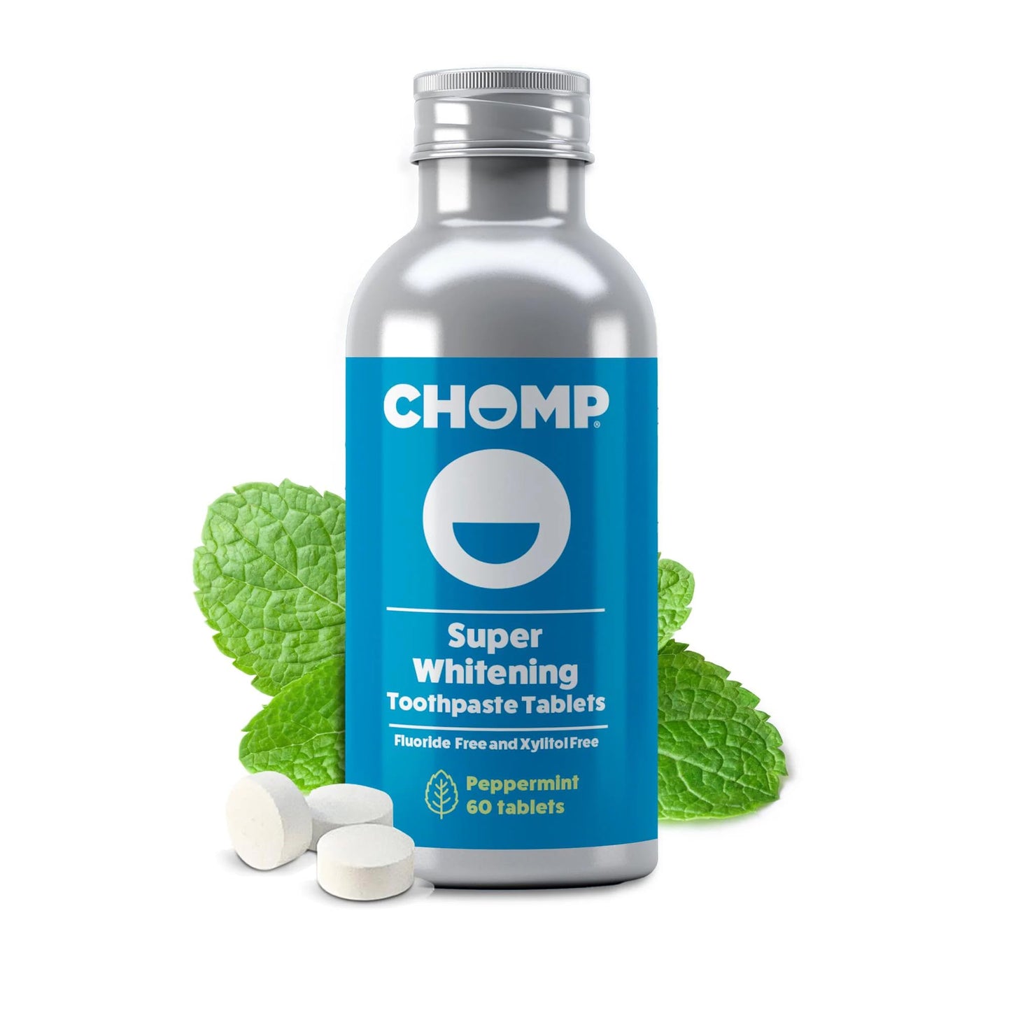 Chomp Toothpaste Tablets, Peppermint, Whitening 60 Count