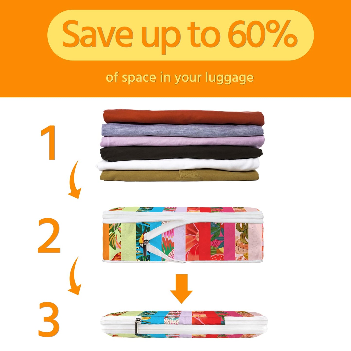 6 Pcs Compression Packing Cubes Waterproof Suitcase Travel Bag Luggage Backpack Organizer Travel Cubes for Packing-Tropical Banana