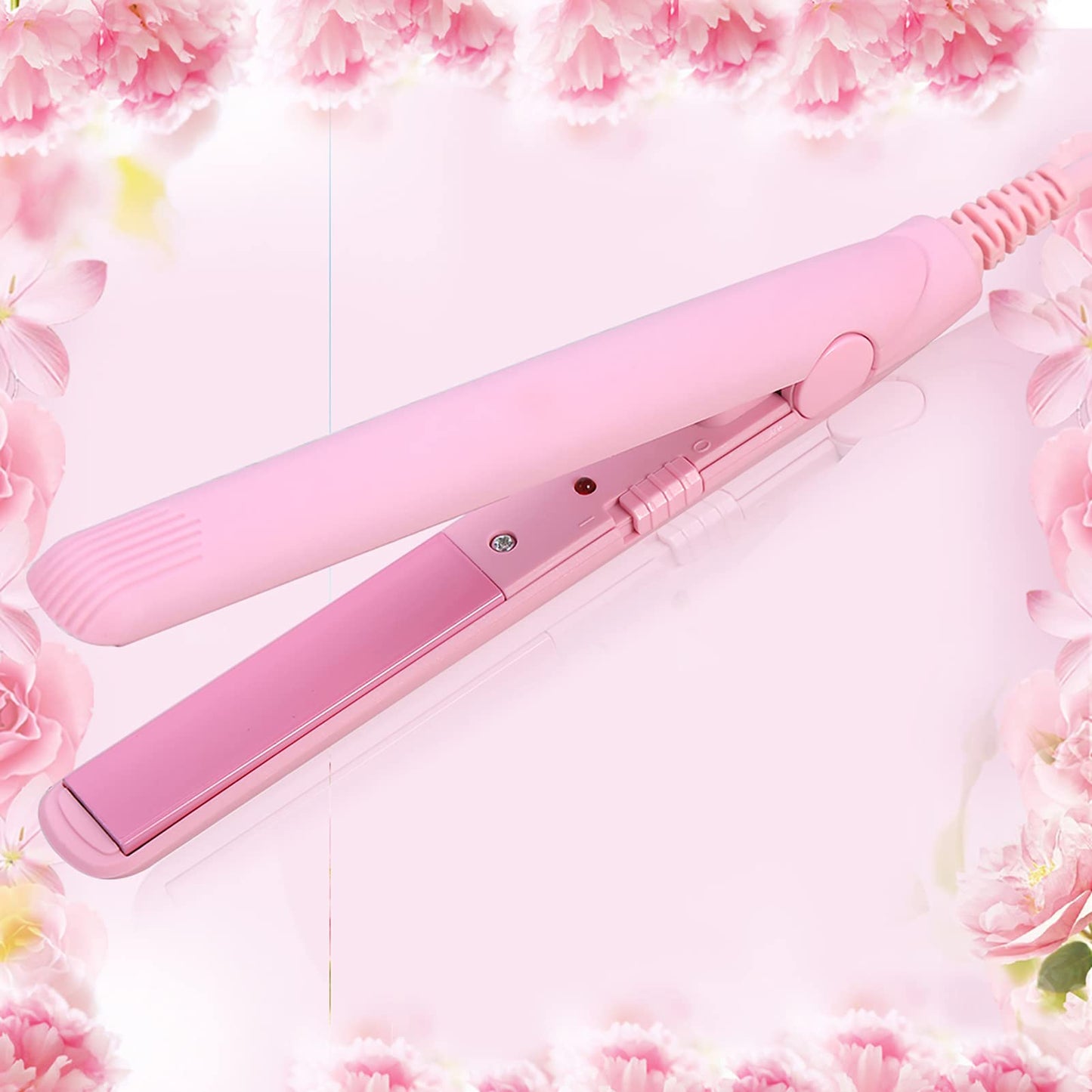 Ejoyous Hair Straightener, Portable 2 in 1 Mini Hair Straightener, 190℃ Constant Temperature Ceramic Tourmaline Plate Beauty Flat Iron Heating Curler for Short Hair, Bangs (US