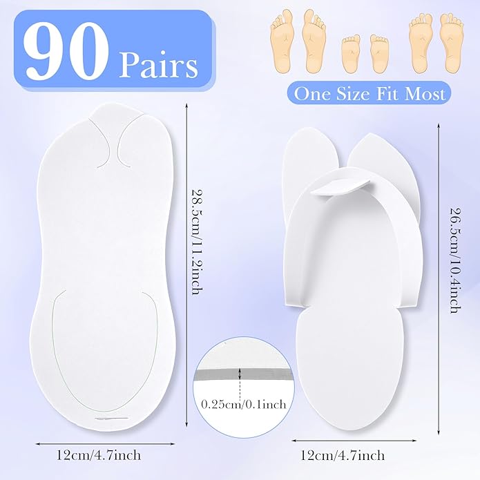 JaGely 90 Pairs Disposable Pedicure Slippers Bulk, Pedicure Flip Flops Disposable Anti Slip EVA Foam Spa Slippers Sandals for Guests Women Girls Kids Foot Bath Nail Salon Party Supplies