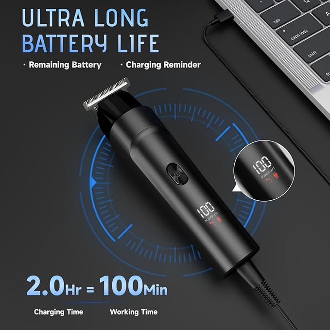 Beard Trimmer for Men 13 Pieces Grooming Kit, Cordless Hair Clippers, Men's Hair Trimmer for Nose Ear Face Mustache & Body Trimmer, Waterproof, with LED Display, Gifts for Men, Black