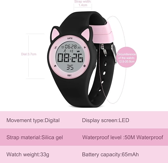 Kids Watches for Girls Boys Digital Sport Watch with Step Counter Pedometer Vibration Alarm Clock, No App Waterproof Fitness Tracker Kids Watch Boys Girls Teens Students Ages 5-16