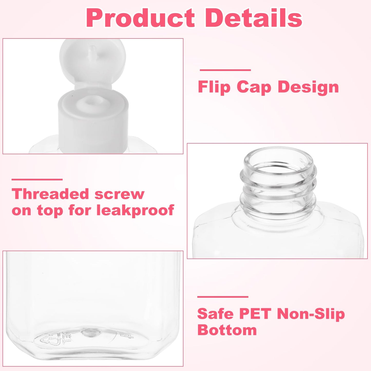 QTLCOHD 120 Pack 2 Oz Travel Bottles with Flip Caps, Plastic Empty Hand Sanitizer Bottles for Lotion, Portable Refillable Mini Hand Sanitizer Bottle Bulk Reusable Container for Shampoo Body Soap Toner