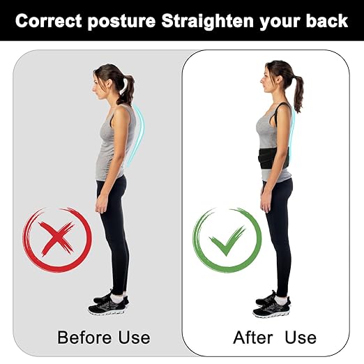 Back Brace Posture Corrector for Men and Women - Improve Posture, Lower Back and Waist Pain, Full Lumbar Support, Shoulder and Neck Stretcher, Adjustable Straps and Breathable Material XL(37''-42'')