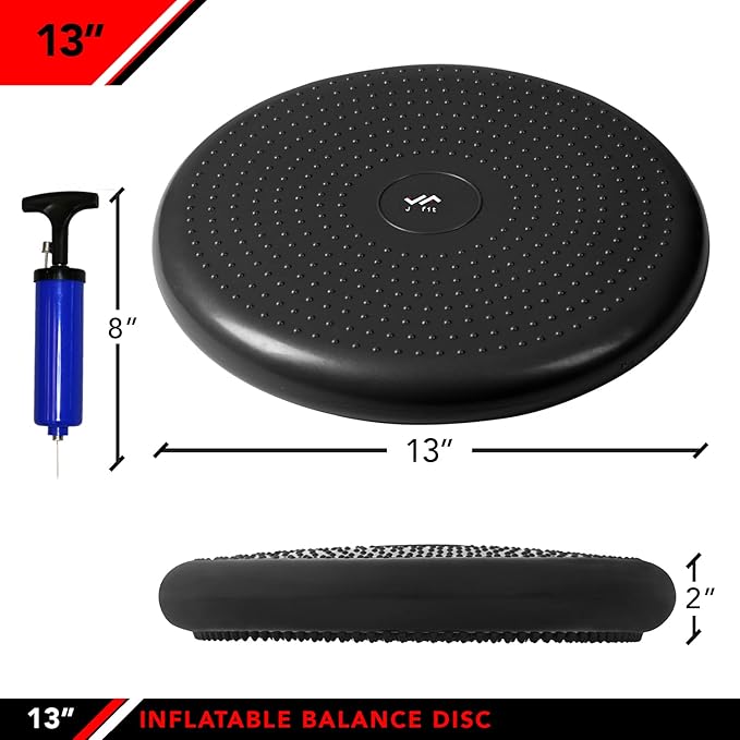 JFIT Inflatable Balance and Stability Disc, Black, 13-Inch