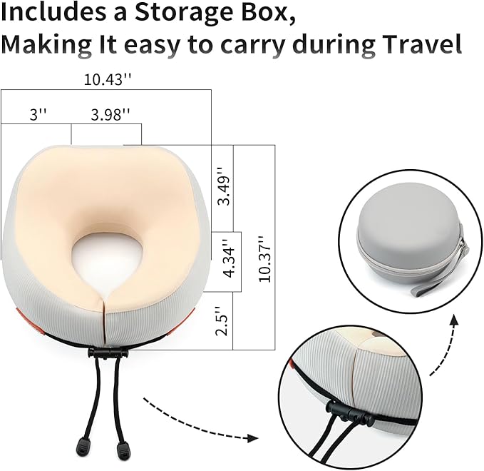 Thickened Travel Neck Pillow for Airplanes for Women, Adjustable Right Amount of Height 360° Support Memory Foam Neck Pillow, Portable Plane Pillow for Sleeping