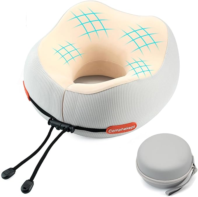 Thickened Travel Neck Pillow for Airplanes for Women, Adjustable Right Amount of Height 360° Support Memory Foam Neck Pillow, Portable Plane Pillow for Sleeping