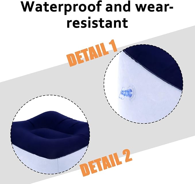 Inflatable Foot Rest, Portable Foot Rest, Inflatable Airplane Foot Rest Pillow - Portable Travel Foot Elevator, Foot Rest for Swelling, Lightweight Foot Stool for Economy Class (Grey)