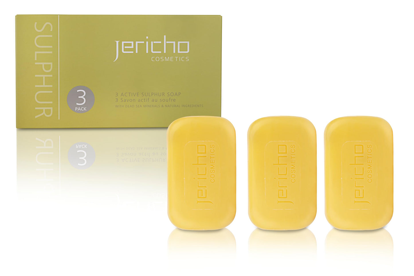 Jericho Dead Sea Sulfur Soap with Olive Oil – Helps with Acne, Psoriasis, Eczema & Blackheads – For Oily to Normal Skin – Vegan Face & Body Bar for Men & Women – 4.4 oz Each (Pack of 3)