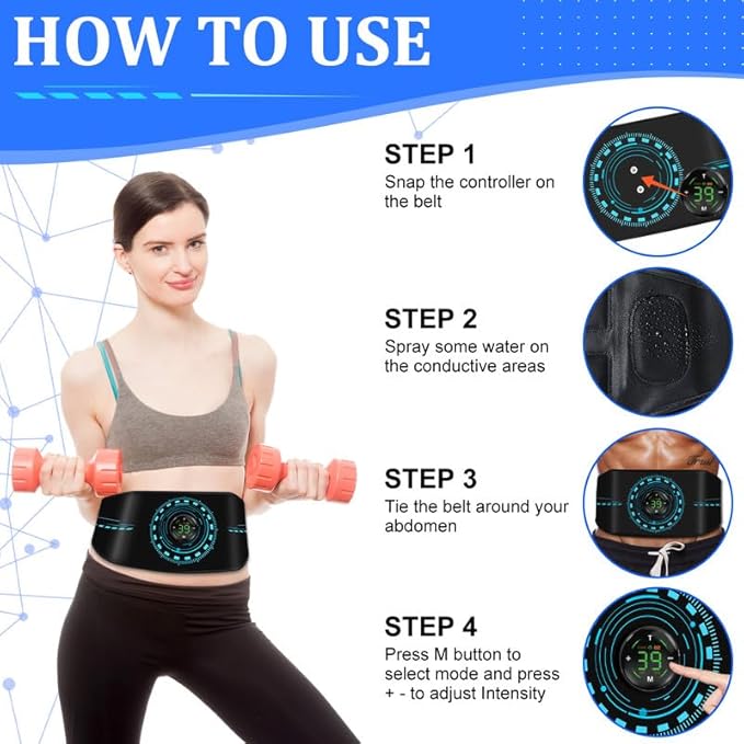 Ab Stimulator Muscle Toner, Abs Stimulator Machine Workout Equipment for Men and Women Abdomen at Home or Office Exercise Adhesive