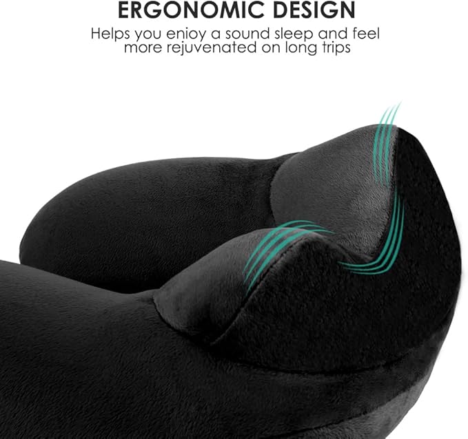 urophylla Inflatable Travel Pillow, Soft Velvet Inflatable Neck Pillow for Traveling, Airplanes, Train, Car, Office with Compact Bag, Breathable Washable Cover, Suit for Adults Sleeping - Black