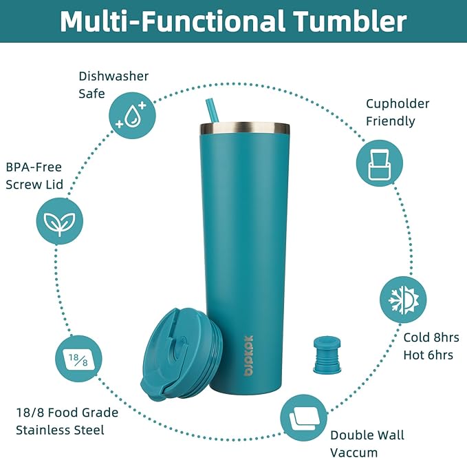 BJPKPK 34oz Tumbler With lid And Straw Stainless Steel Travel Coffee Mug Insulated Tumblers Cups,Laguna