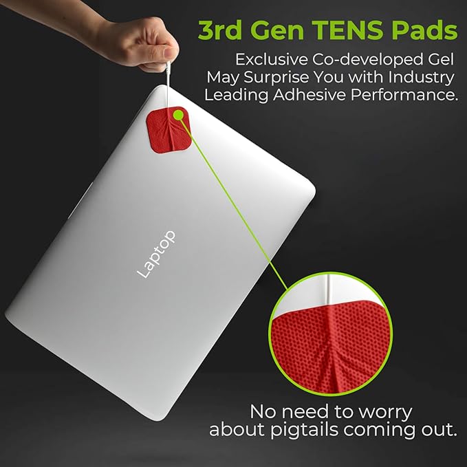 AUVON TENS Unit Replacement Pads Combination Set, 20 Packs Multiple Sizes Electrodes for TENS Unit, Reusable and Latex Free Pigtail TENS Pads for Multiple Pain Relief, 2mm Connector(Red)