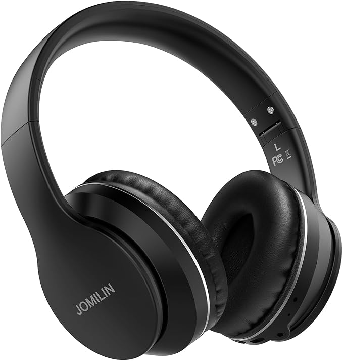 JOMILIN B9 Wireless Headphones Over-Ear, 60 Hours Playtime Lightweight Folding Hi-fi Stereo Bass Bluetooth Headset with Mic, Volume Control Headphones for iPad/Travel/Tablet/PC (Black)