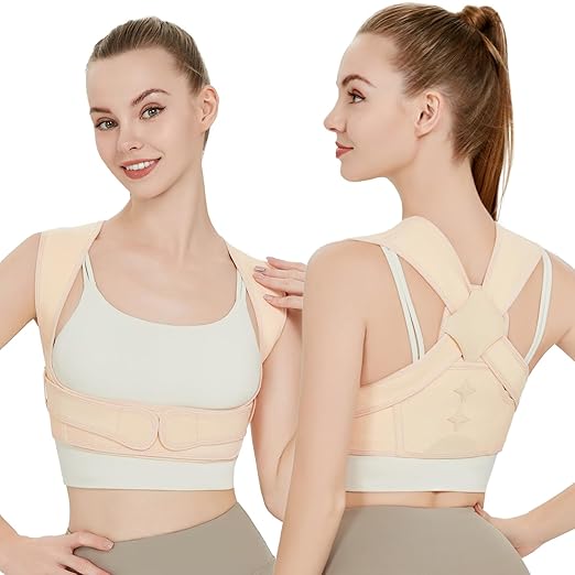 Back Brace Posture Corrector for Women and Men,Adjustable Shoulder Posture Brace,Upper Lower Pain Relief - Scoliosis,Hunchback,Hump,Spine Beige(Large/X-Large)