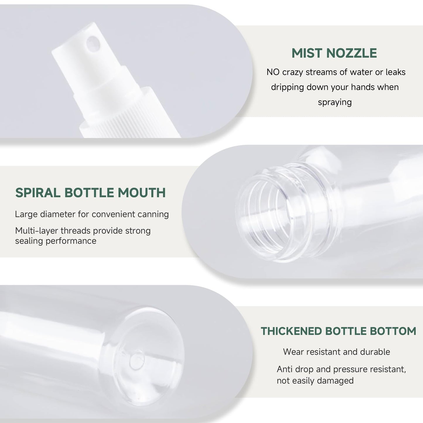 ZIZEMOJA 3.4OZ 6 Pack Small Spray Bottle 60ml, Clear Plastic Travel Spray Bottle, Empty Mini Sprayer Bottles for Face, Toner, Liquids, Essential Oils with Labels