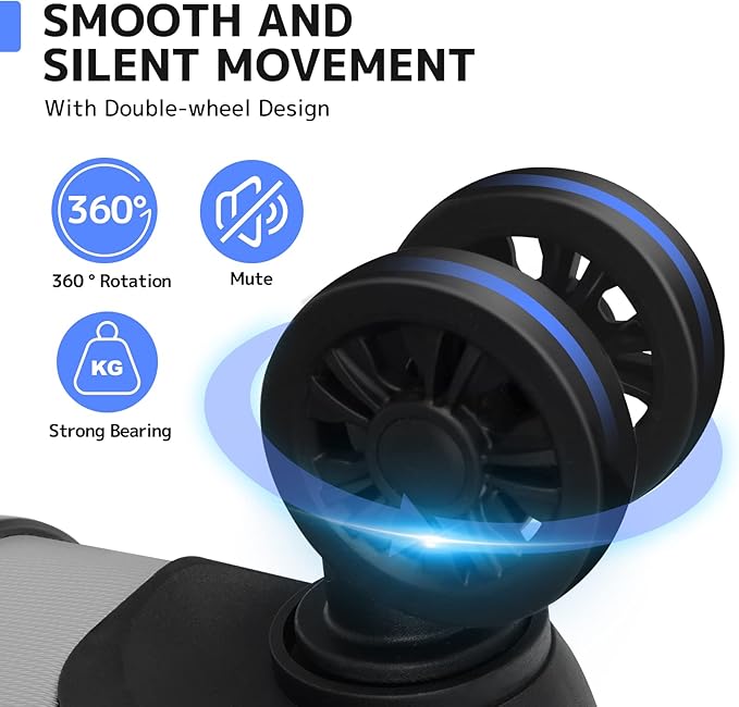 AnyZip Luggage PC ABS Hardside Lightweight Suitcase with 4 Universal Wheels TSA Lock Carry-On 20 Inch Silver