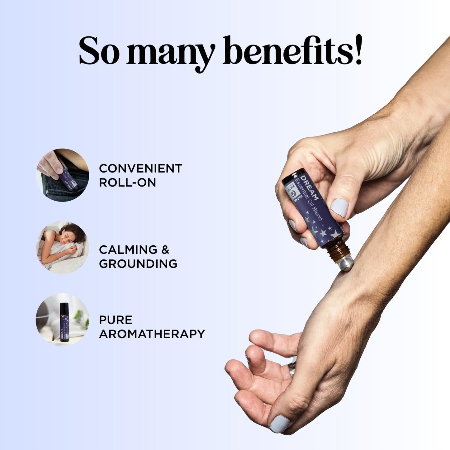 Sleep Essential Oil Roll On - Aromatherapy Essential Oil Roller for Restful Sleep and Relaxation with Pure Lavender & Roman Chamomile - Calming Pre-Diluted Blend for Nighttime Aromatherapy (3-Pack)