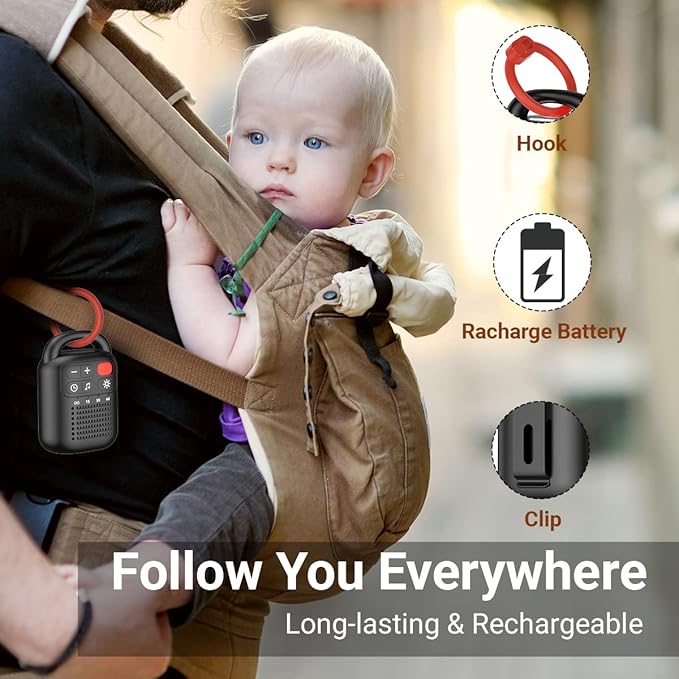 ColourNoise Portable Sound Machine White Noise Machine Rechargeable with 30 Soothing Sounds Adjustable Volume Night Light 4 Timer Functions Compact Suitable for Baby Kids Adults Sleep and Travel