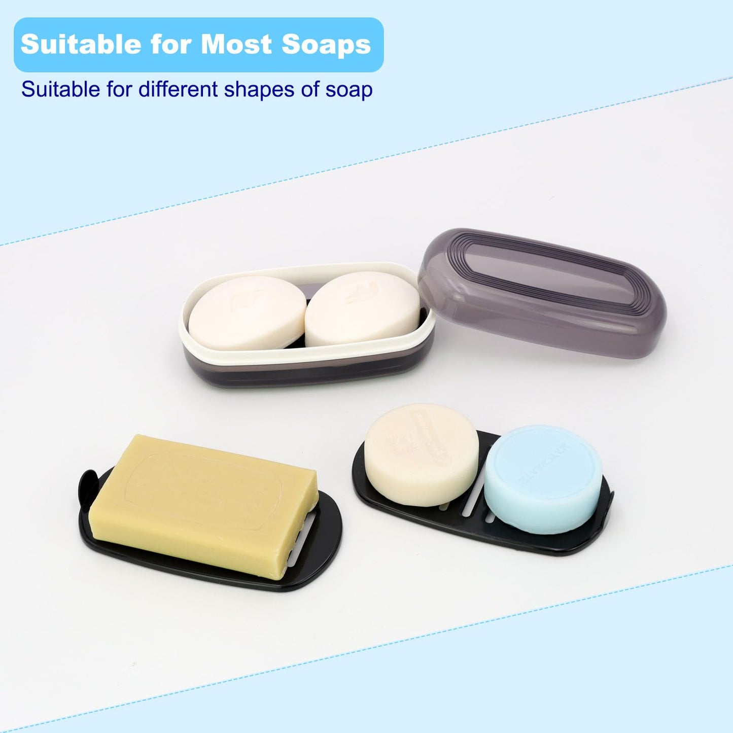 HAYSNA Solid Shampoo Bar Holder, Large Bar Soap Holder, Travel Soap Container, Soap Box with Draining Layer, Soap Case for Bathroom, Traveling, Gym, Camping (Black Style-1-Large)