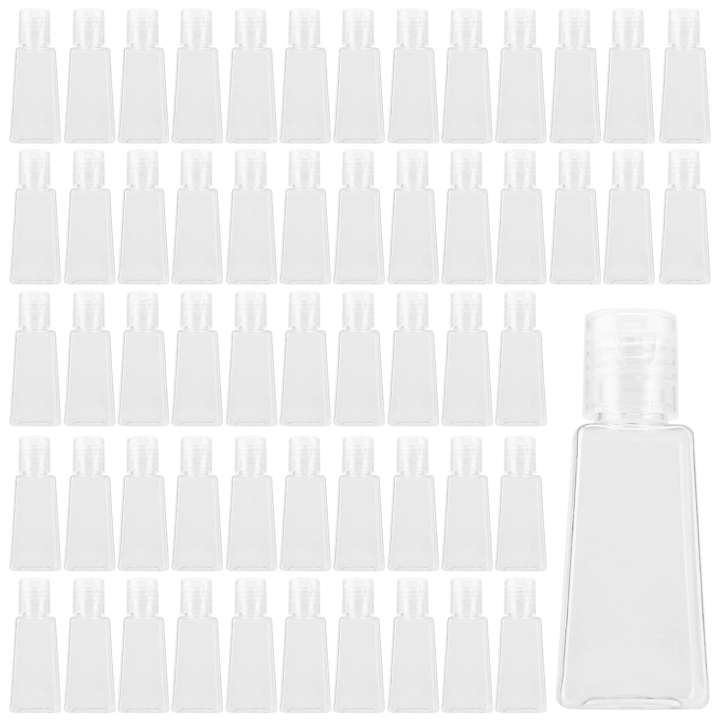 SINJEUN 120 Pieces 1oz/30ml Clear Plastic Empty Bottles with Flip Cap, Empty Squeeze Bottles, Mini PET Clear Refillable Travel Containers for Shampoo, Toners, Lotions, Creams