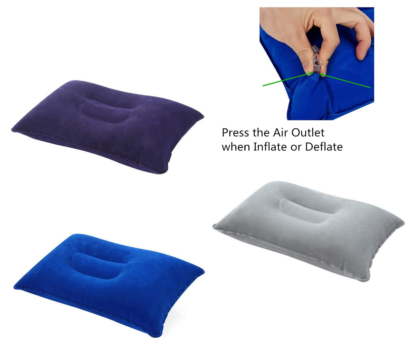 Aircee 3 Pieces Inflatable Travel Pillow for Camping, Home Office Sleeping, Head Neck Lumbar Support, Ultralight Portable Compact and Soft, Airplane Backpacking Trip Pillow